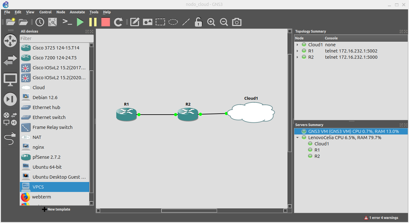 Topología de red que utilizaremos en este laboratorio con un nodo Cloud en el servidor local