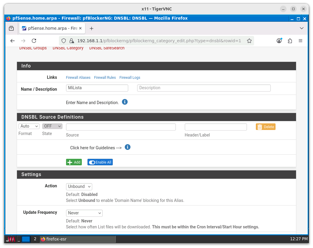 Configuración de nuestra lista de filtrado personalizada