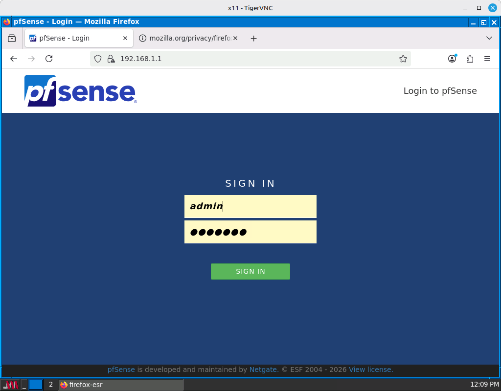 Login de pfSense