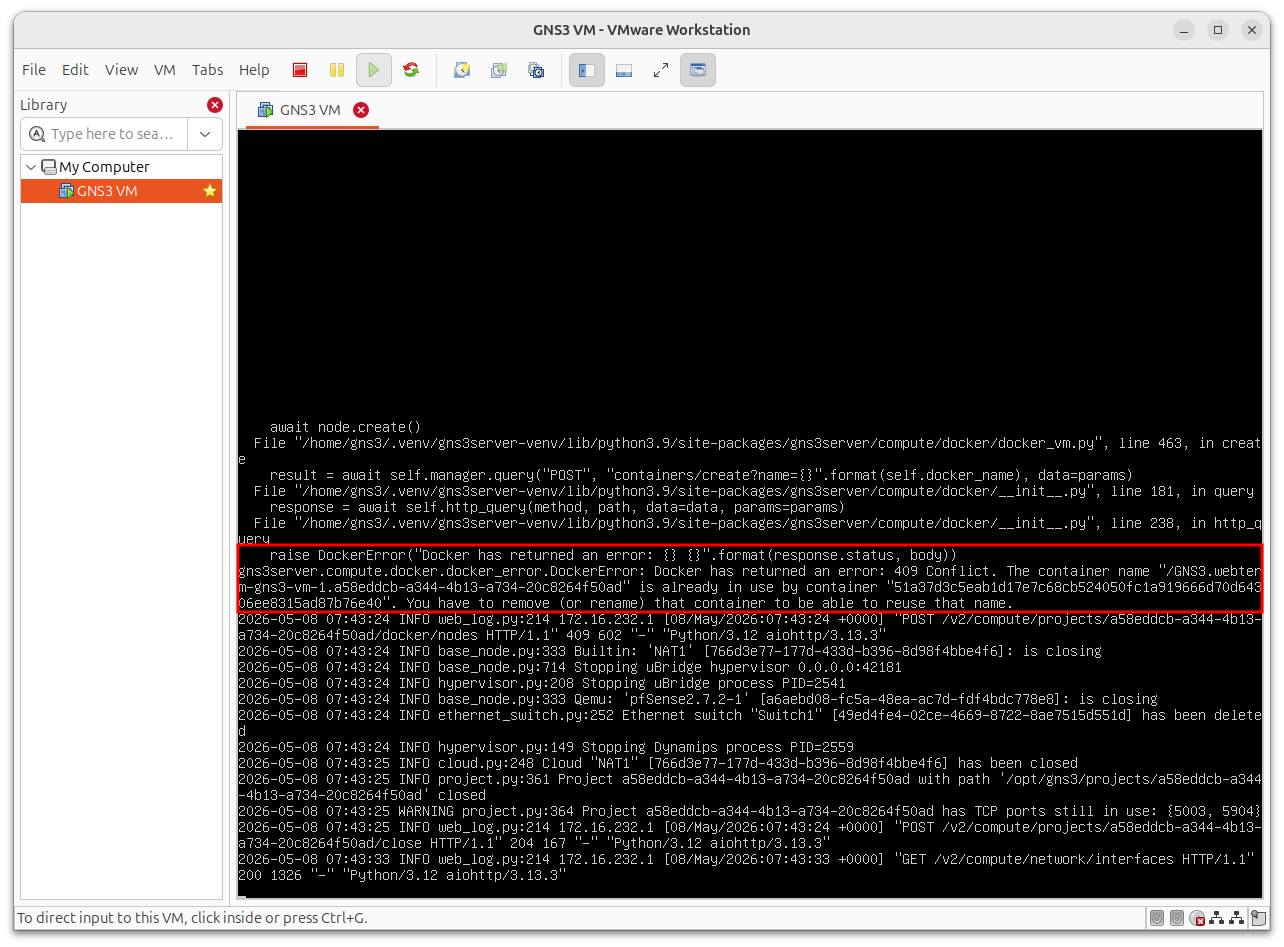 Revisamos el contenido del archivo de log buscando el motivo del error