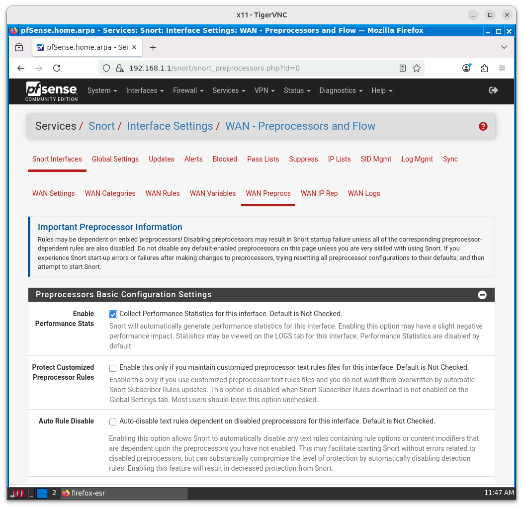Configuración de Preprocesadores (WAN Preprocs).