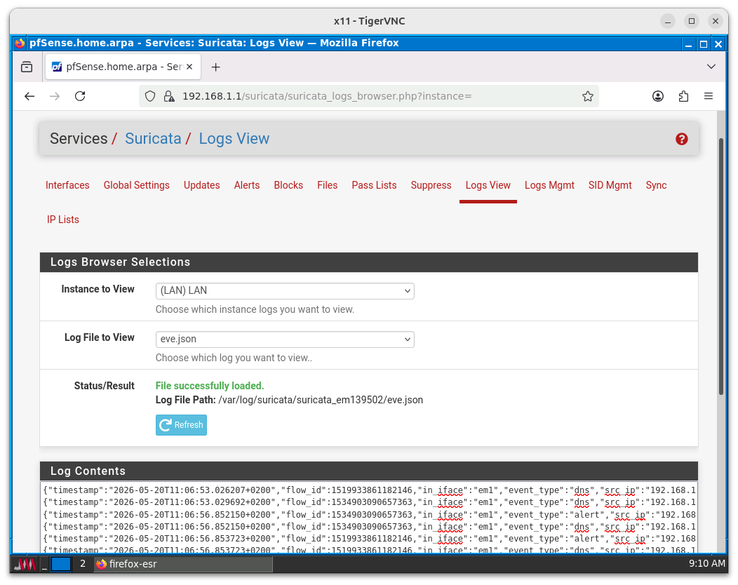 Contenido del archivo de log ++`++eve.json