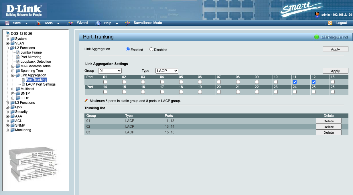 link aggregation port trunking